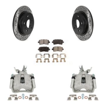 Rear Brake Coated Caliper Drill Slot Rotors Ceramic Pad Kit For Chevrolet Malibu Limited KCD-100543T