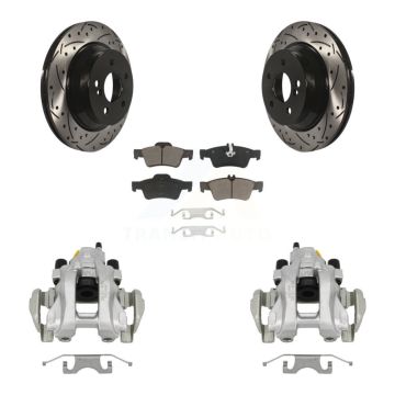 Rear Brake Caliper Drill Slotted Rotors Ceramic Pad Kit For Mercedes-Benz E350 E500 E320 KCD-100544C