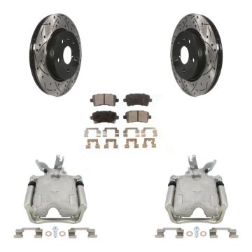 Rear Disc Brake Coated Caliper Drill Slotted Rotors Ceramic Pad Kit For Chevrolet Malibu KCD-100544T