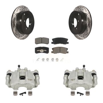 Rear Disc Brake Coated Caliper Drill Slot Rotor Ceramic Pad Kit For Mitsubishi Outlander KCD-100545C