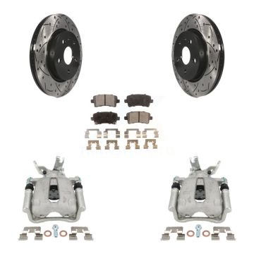 Rear Brake Coated Caliper Drill Slot Rotors Ceramic Pad Kit For Chevrolet Malibu Limited KCD-100545T