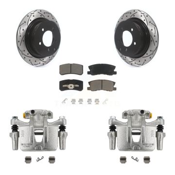 Rear Disc Brake Coated Caliper Drill Slot Rotor Ceramic Pad Kit For Mitsubishi Outlander KCD-100546C