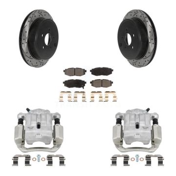 Rear Brake Coated Caliper Drill Slotted Rotors Ceramic Pad Kit For Subaru Outback Legacy KCD-100547T