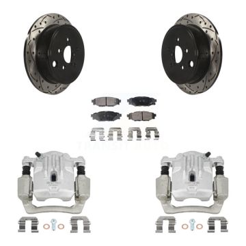 Rear Brake Coated Caliper Drill Slotted Rotors Ceramic Pad Kit For Subaru Outback Legacy KCD-100548T