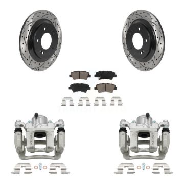 Rear Disc Brake Coated Caliper Drill Slot Rotor Ceramic Pad Kit For 2013 Kia Optima 2.4L KCD-100550C