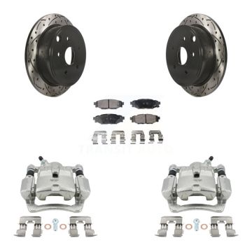 Rear Disc Brake Coated Caliper Drilled Slotted Rotors And Ceramic Pad Kit For Subaru WRX KCD-100550T