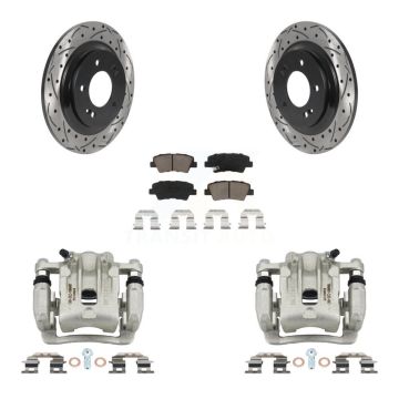 Rear Disc Brake Coated Caliper Drilled Slotted Rotors And Ceramic Pad Kit For Kia Optima KCD-100551C
