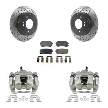 Rear Disc Brake Coated Caliper Drilled Slotted Rotors Ceramic Pad Kit For Hyundai Tucson KCD-100552T
