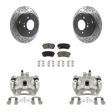 Rear Brake Caliper Drill Slot Rotors Ceramic Pad Kit For 15-16 Hyundai Sonata GAS engine KCD-100554C