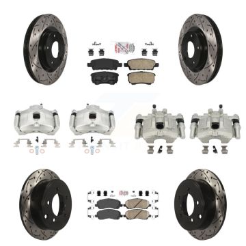 Front Rear Brake Caliper Drill Slot Rotors Ceramic Pad Kit (10Pc) For Jeep Patriot Dodge KCD-100554N