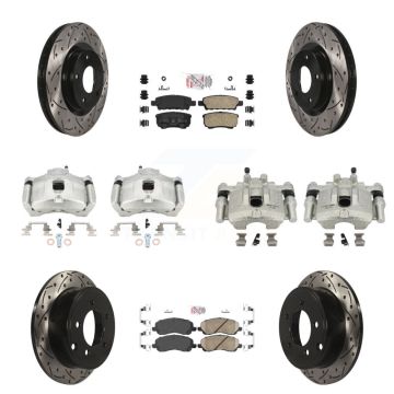 Front Rear Brake Caliper Drill Slot Rotors Ceramic Pad Kit (10Pc) For Jeep Patriot Dodge KCD-100555N