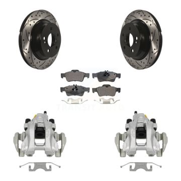 Rear Brake Caliper Drill Slotted Rotors Ceramic Pad Kit For Mercedes-Benz E350 E500 E320 KCD-100555T
