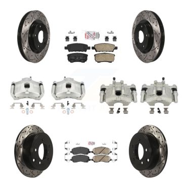 Front Rear Brake Caliper Drill Slot Rotors Ceramic Pad Kit (10Pc) For Jeep Patriot Dodge KCD-100556N
