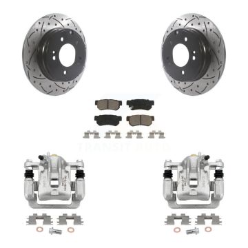 Rear Disc Brake Coated Caliper Drill Slot Rotors Ceramic Pad Kit For Hyundai Sonata 3.3L KCD-100558C