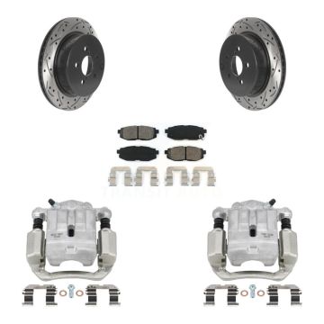 Rear Brake Caliper Drill Slot Rotor Semi-Metallic Pad Kit For 14-18 Subaru Forester 2.0L KCD-100558S