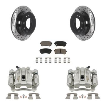 Rear Disc Brake Coated Caliper Drilled Slotted Rotor Ceramic Pad Kit For Hyundai Elantra KCD-100561C