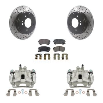 Rear Brake Caliper Drill Slot Rotors Semi-Metallic Pad Kit For Hyundai Sonata GAS engine KCD-100561P