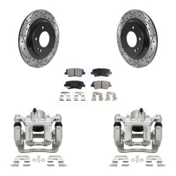 Rear Disc Brake Coated Caliper Drill Slot Rotor Ceramic Pad Kit For 2013 Kia Optima 2.4L KCD-100562T