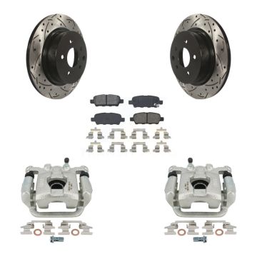 Rear Brake Caliper Drill Slotted Rotor Semi-Metallic Pad Kit For 2019-2022 Nissan Maxima KCD-100563S