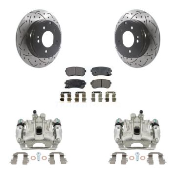 Rear Brake Caliper Drill Slot Rotors Ceramic Pad Kit For 15-16 Hyundai Sonata GAS engine KCD-100565T