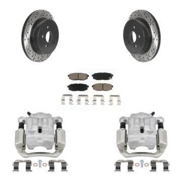 Rear Brake Caliper Drilled Slot Rotor Ceramic Pad Kit For 2014-2018 Subaru Forester 2.0L KCD-100566C