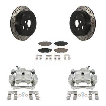 Rear Brake Coat Caliper Drill Slot Rotor Ceramic Pad Kit For Subaru Impreza Forester WRX KCD-100568C