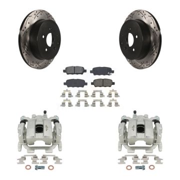 Rear Brake Caliper Drill Slotted Rotor Semi-Metallic Pad Kit For 2009-2012 INFINITI FX35 KCD-100569S