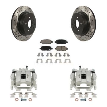 Rear Brake Coated Caliper Drilled Slot Rotor Ceramic Pad Kit For 2008-2012 INFINITI EX35 KCD-100570C