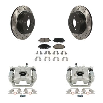 Rear Brake Coated Caliper Drilled Slot Rotor Ceramic Pad Kit For 2019-2022 Nissan Maxima KCD-100571C