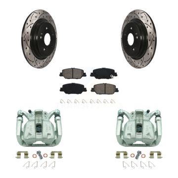 Rear Brake Coat Caliper Drill Slot Rotors Semi-Metallic Pad Kit For 2017-2022 Honda CR-V KCD-100573S