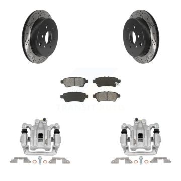 Rear Brake Caliper Drill Slotted Rotor Semi-Metallic Pad Kit For 2006-2007 Nissan Xterra KCD-100575S