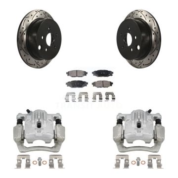 Rear Brake Coat Caliper Drill Slot Rotors Ceramic Pad Kit For Subaru Impreza Forester XV KCD-100578T