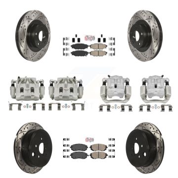Front Rear Brake Coat Caliper Drill Slot Rotors Ceramic Pad Kit (10Pc) For Subaru Legacy KCD-100579N