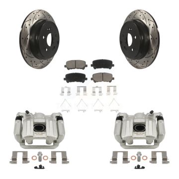 Rear Brake Coated Caliper Drilled Slot Rotor Ceramic Pad Kit For 2011-2017 Honda Odyssey KCD-100580C
