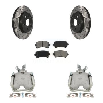 Rear Brake Coat Caliper Drill Slot Rotor Semi-Metallic Pad Kit For Buick LaCrosse Allure KCD-100580S