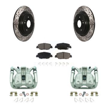 Rear Disc Brake Coated Caliper Drill Slot Rotor Ceramic Pad Kit For 2017-2022 Honda CR-V KCD-100581C