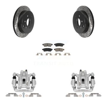Rear Brake Caliper Drill Slotted Rotor Ceramic Pad Kit For Nissan Frontier Xterra Suzuki KCD-100582C