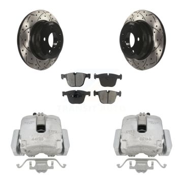 Rear Brake Caliper Drill Slot Rotor Semi-Metallic Pad Kit For BMW X6 xDrive35i with 3.0L KCD-100582S