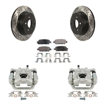 Rear Brake Coated Caliper Drilled Slot Rotor Ceramic Pad Kit For 2019-2022 Nissan Maxima KCD-100582T