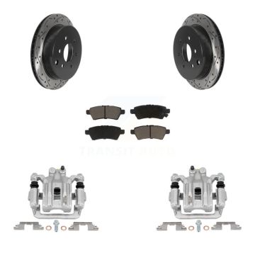 Rear Brake Coated Caliper Drilled Slot Rotor Ceramic Pad Kit For 2006-2007 Nissan Xterra KCD-100583C