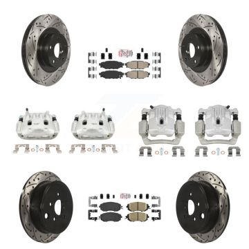 Front Rear Brake Caliper Drill Slot Rotor Ceramic Pad Kit (10Pc) For Subaru Outback 2.5L KCD-100583N