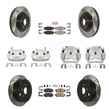 Front Rear Brake Caliper Drill Slot Rotor Ceramic Pad Kit (10Pc) For Subaru Outback 2.5L KCD-100584N