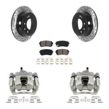 Rear Brake Caliper Drill Slot Rotor Semi-Metallic Pad Kit For Kia Sportage From 12 10 15 KCD-100585S