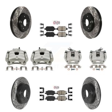 Front Rear Brake Caliper Drill Slotted Rotors Ceramic Pad Kit (10Pc) For Chevrolet Cruze KCD-100587N