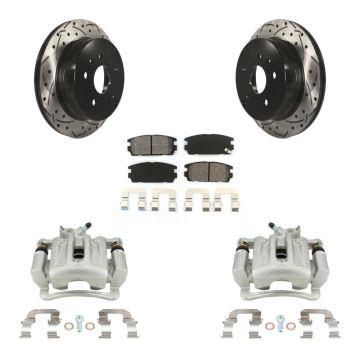 Rear Brake Coat Caliper Drill Slot Rotor Semi-Metallic Pad Kit For Chevrolet Equinox GMC KCD-100587S