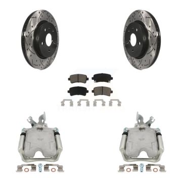 Rear Brake Coated Caliper Drill Slotted Rotors Ceramic Pad Kit For Buick LaCrosse Allure KCD-100588C