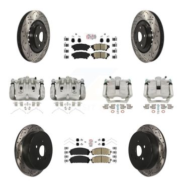 Front Rear Brake Caliper Drill Slot Rotors Ceramic Pad Kit (10Pc) For Lexus RX350 RX450h KCD-100588N