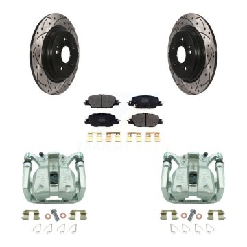 Rear Brake Coat Caliper Drill Slot Rotors Semi-Metallic Pad Kit For 2017-2022 Honda CR-V KCD-100588P
