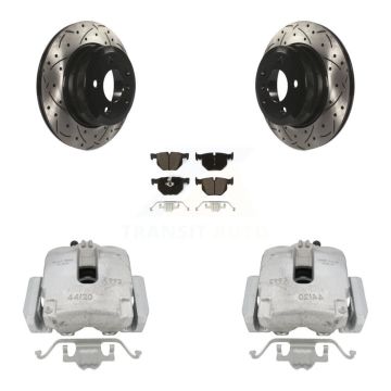 Rear Disc Brake Coated Caliper Drilled Slotted Rotors And Ceramic Pads Kit For BMW X5 X6 KCD-100589C