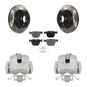 Rear Brake Caliper Drill Slot Rotors Ceramic Pad Kit For 2009 BMW X6 xDrive35i with 3.0L KCD-100590C